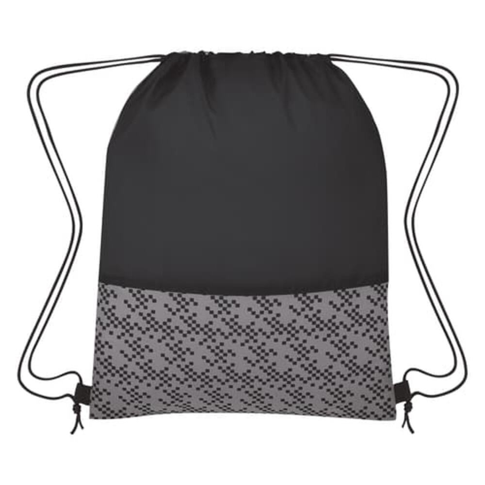Black & Gray Lightweight Drawstring Backpack